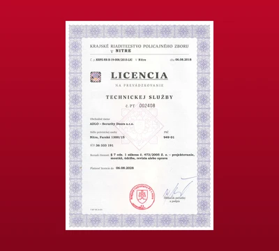 Oprávnění ADLO k provozování technické služby