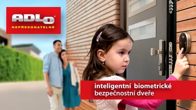 Biometrické bezpečnostní dveře ADLO – odemykání otiskem prstu